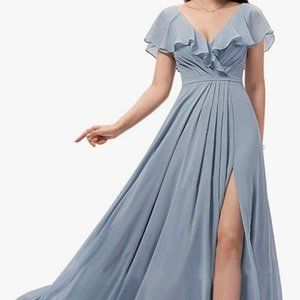 Woman's Long V Neck Formal Evening Gown